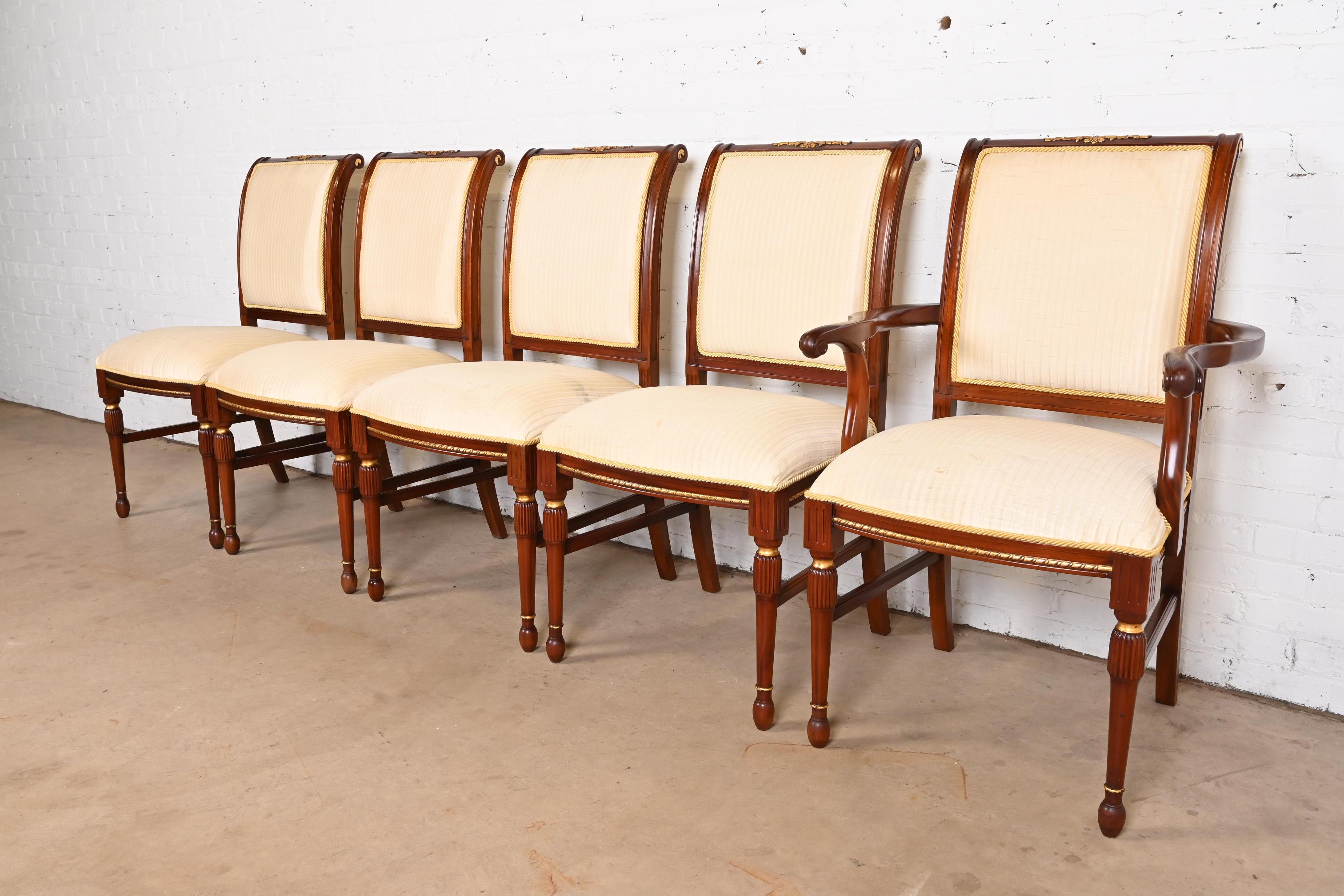 French Regency Louis XVI Carved Mahogany Dining Chairs in the Manner of Karges In Good Condition For Sale In South Bend, IN