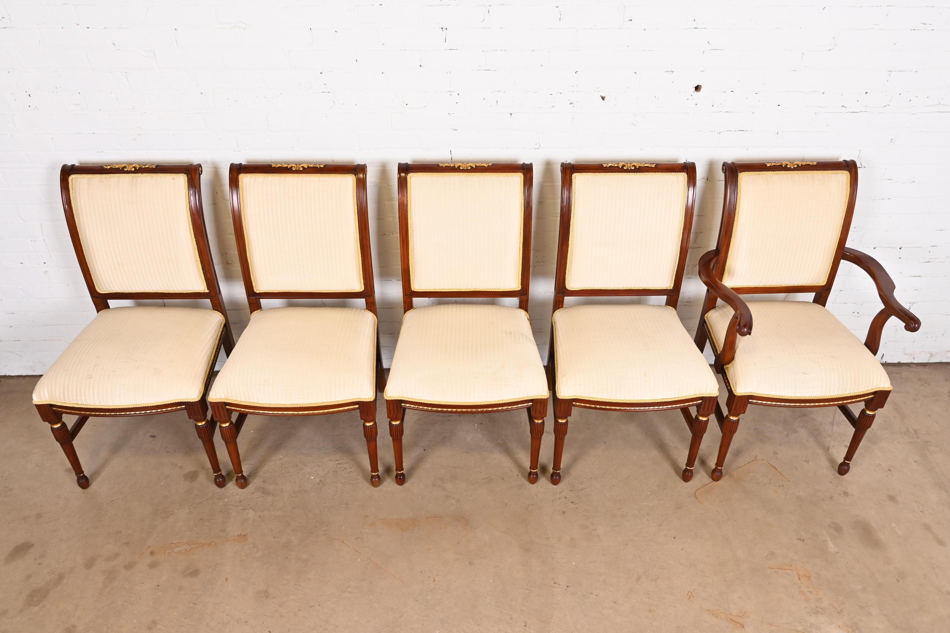 20th Century French Regency Louis XVI Carved Mahogany Dining Chairs in the Manner of Karges For Sale