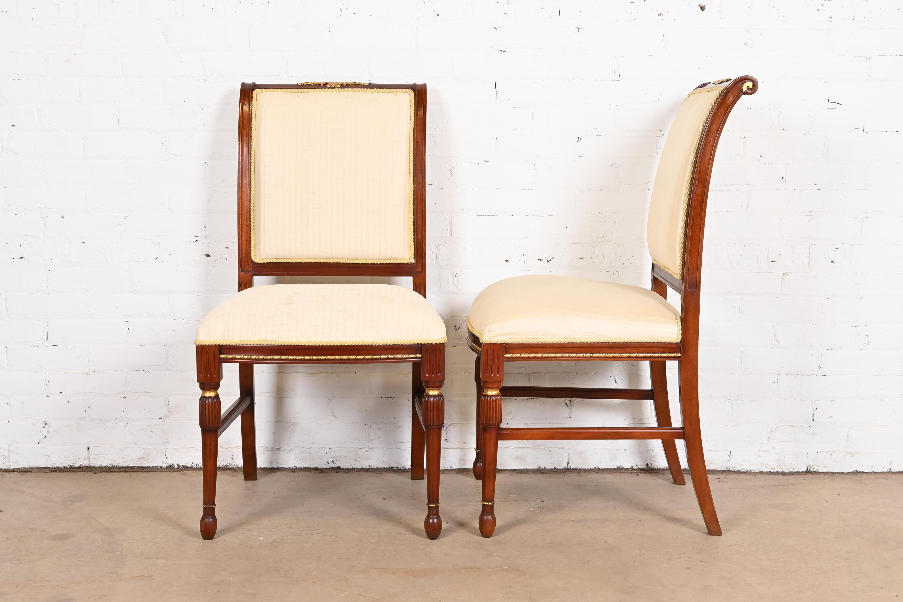 French Regency Louis XVI Carved Mahogany Dining Chairs in the Manner of Karges For Sale 1