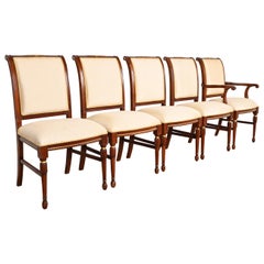 French Regency Louis XVI Carved Mahogany Dining Chairs in the Manner of Karges