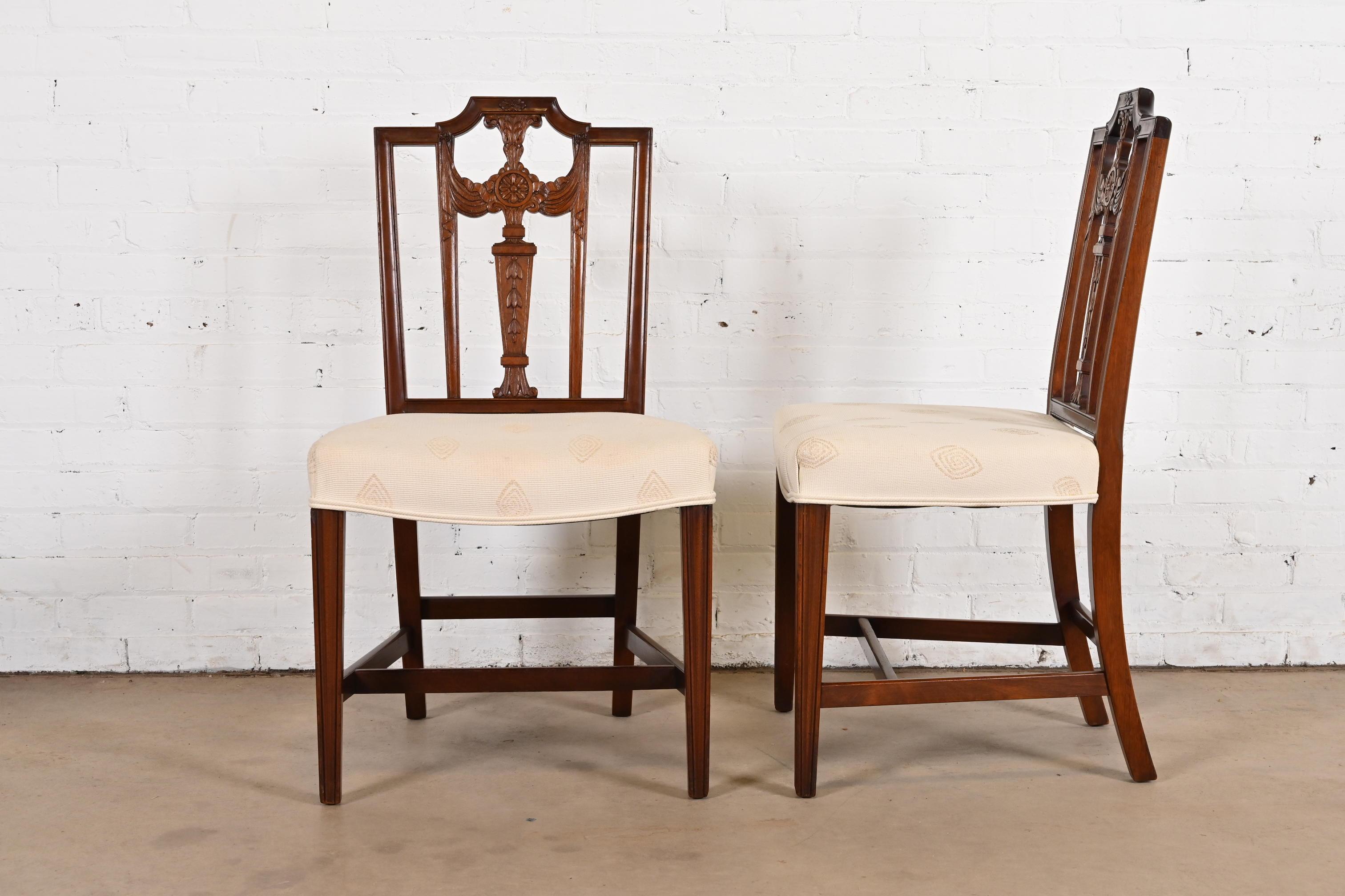French Regency Louis XVI Carved Mahogany Dining Chairs, Set of Six 1
