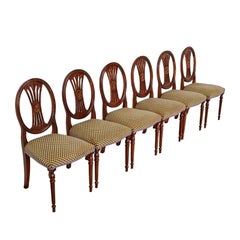 Chaises de salle à manger de style Régence française Louis XVI en acajou sculpté, lot de six