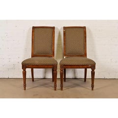 French Regency Louis XVI Cherry Wood Dining Chairs, Pair