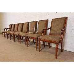 French Regency Louis XVI Cherry Wood Dining Chairs, Set of Eight