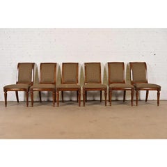 French Regency Louis XVI Cherry Wood Dining Chairs, Set of Six