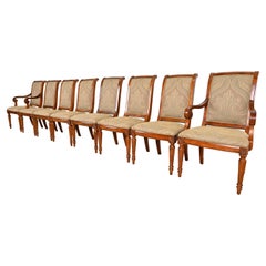 French Regency Louis XVI Cherry Wood Upholstered Dining Chairs French Regency Louis XVI Cherry Wood Upholstered Dining Chairs