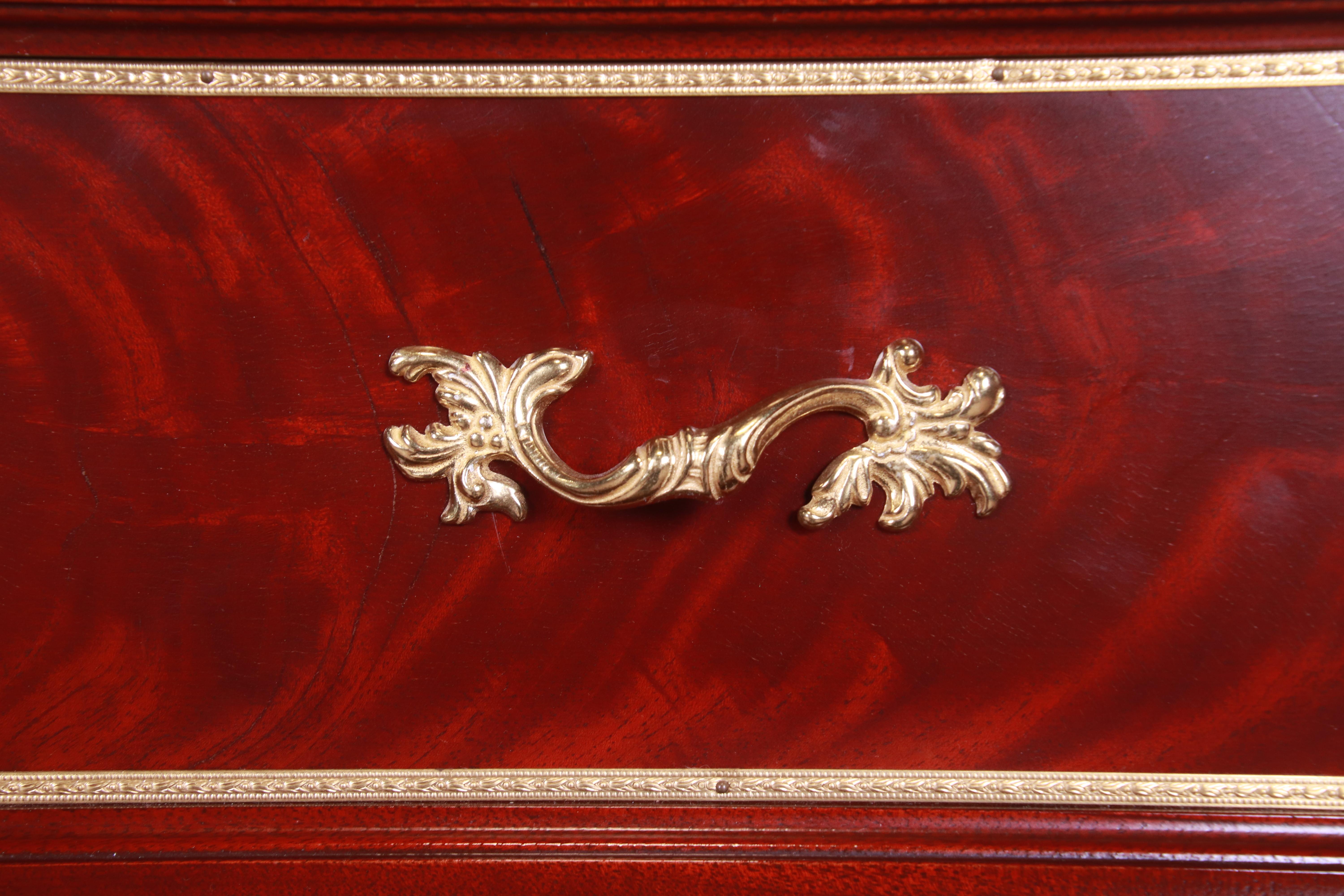 French Regency Louis XVI Flame Mahogany Ormolu-Mounted Highboy Dresser 3