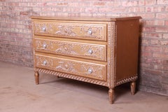 French Regency Louis XVI Gold Gilt Three-Drawer Dresser or Commode