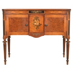 French Regency Louis XVI Hand Painted Walnut Sideboard in the Manner of Romweber