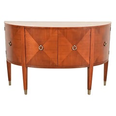 French Regency Louis XVI Inlaid Cherry Wood Demilune Sideboard