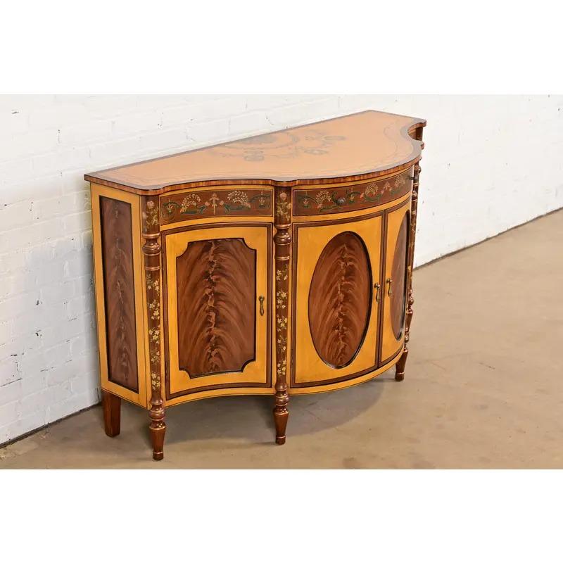 XX secolo Credenza o mobile bar francese Regency Luigi XVI in mogano intarsiato a fuoco in vendita