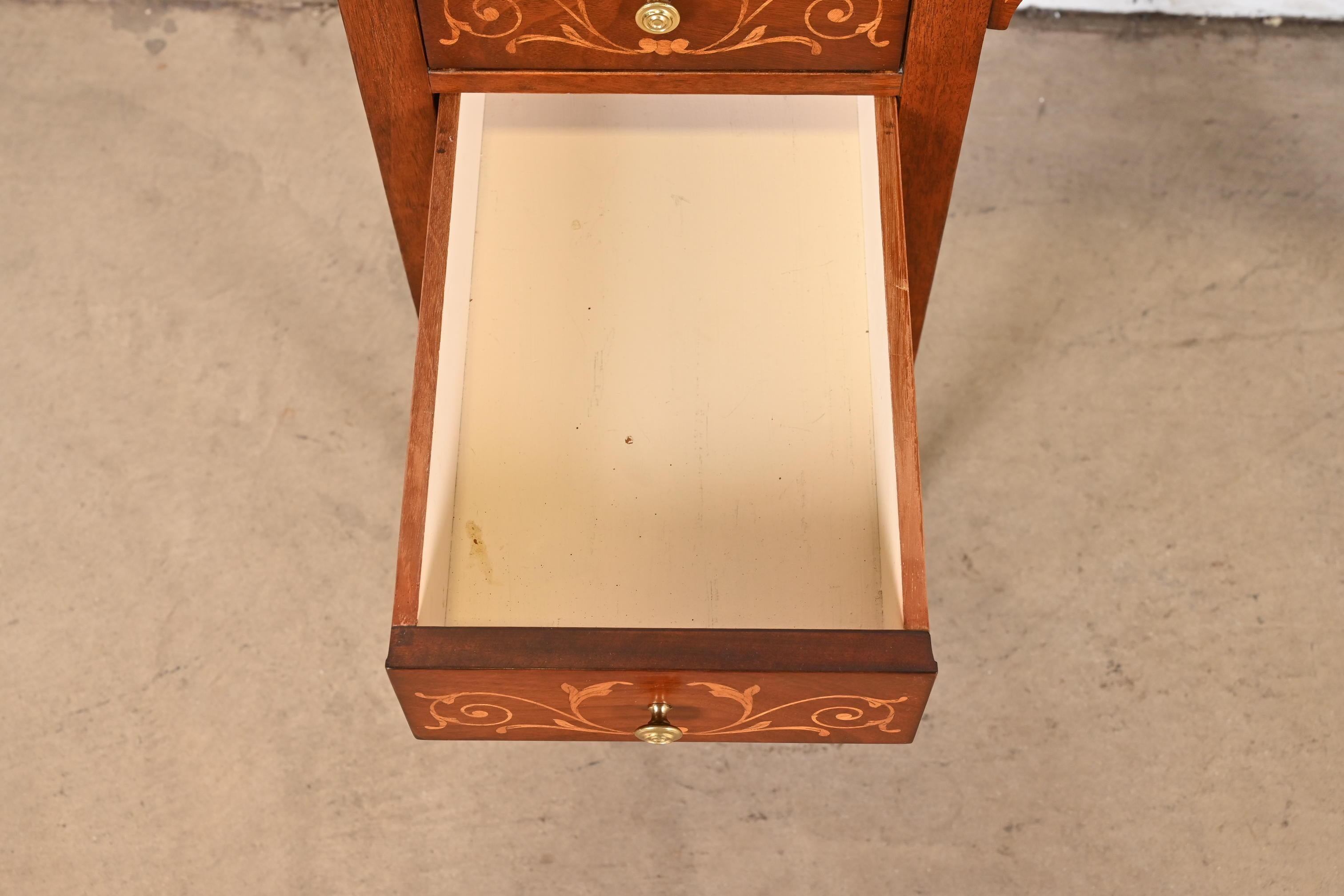 French Regency Louis XVI Mahogany Inlaid Marquetry Vanity by Johnson Furniture For Sale 4