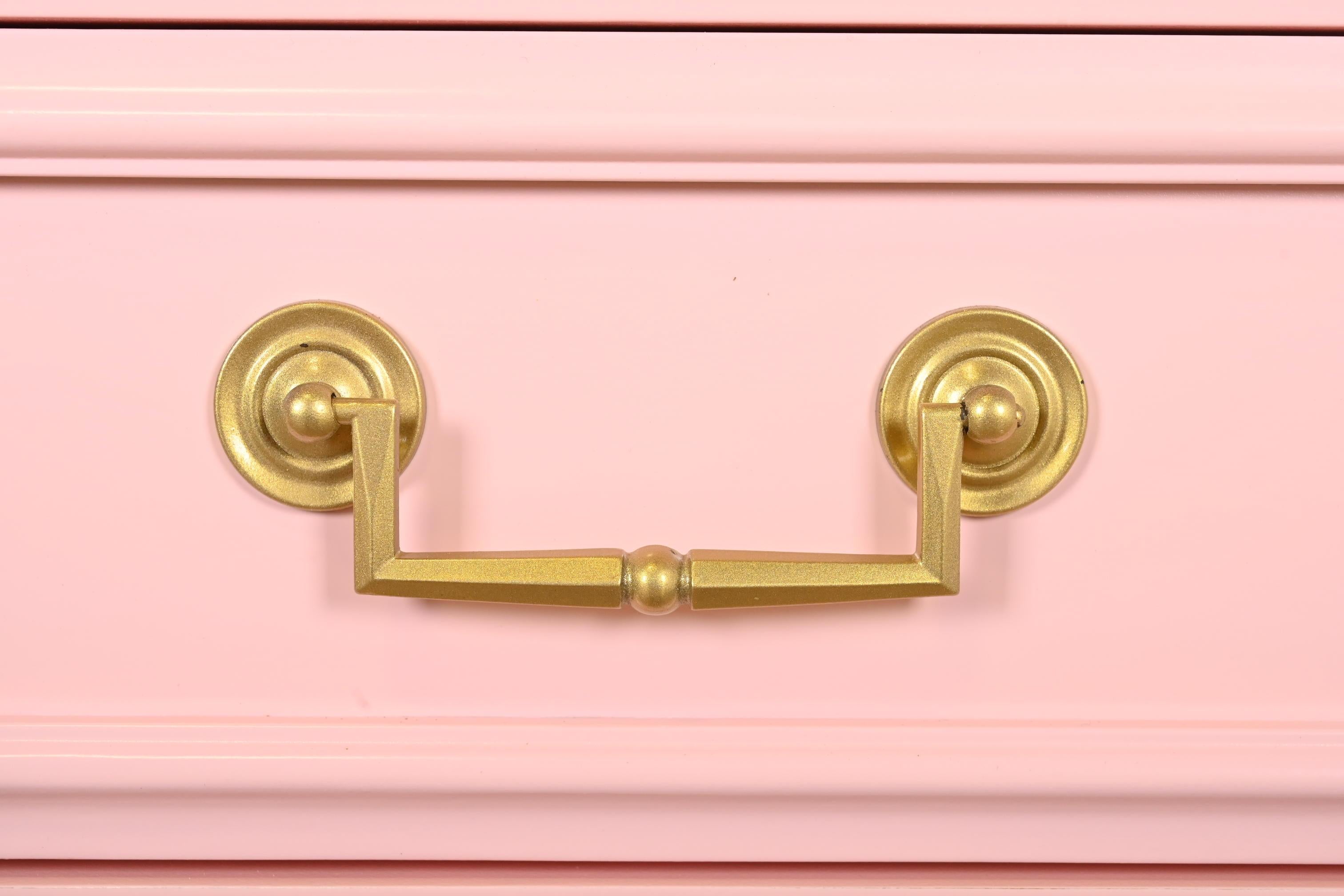French Regency Louis XVI Pink Lacquered Dresser by National Mt. Airy, Refinished 3