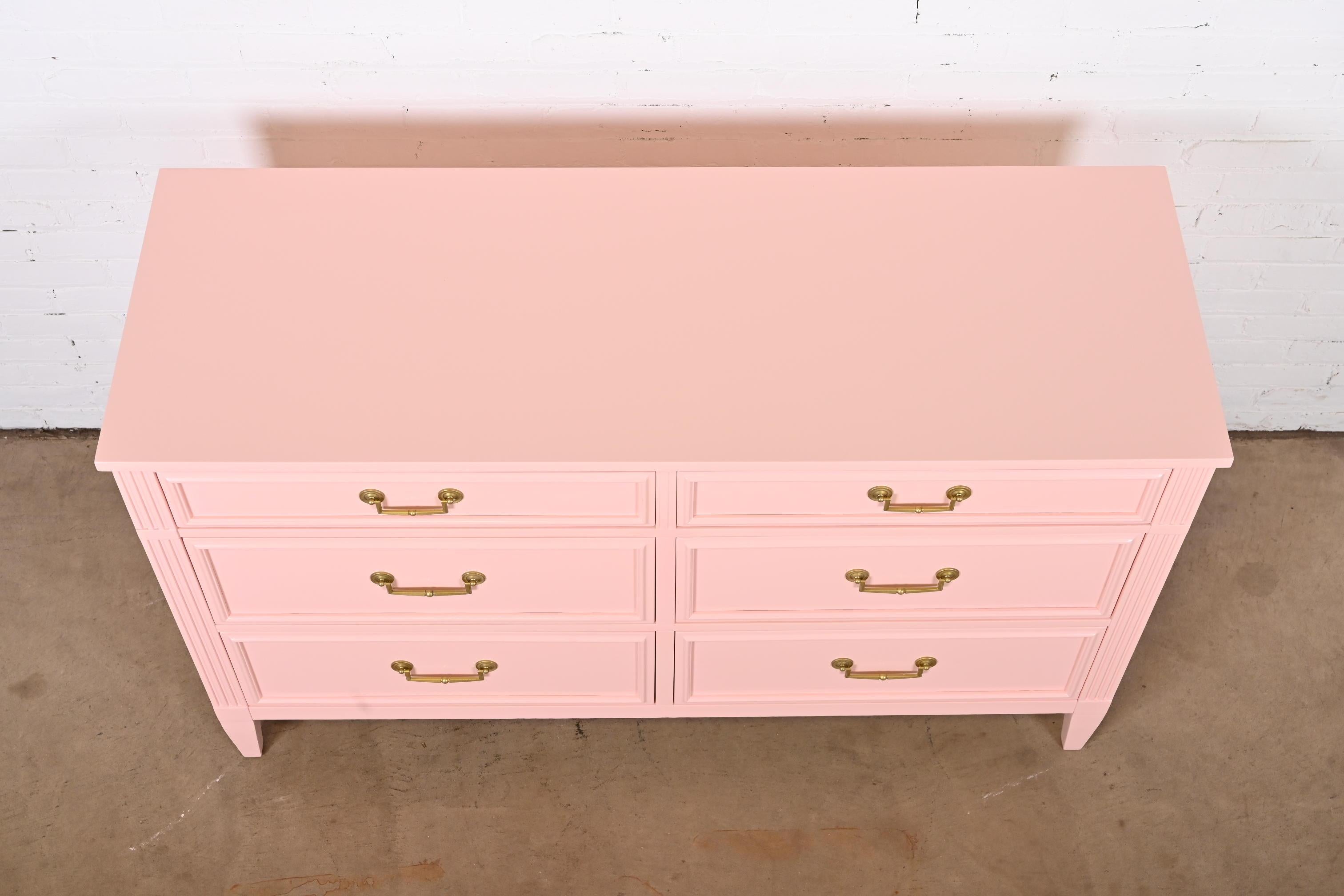 French Regency Louis XVI Pink Lacquered Dresser by National Mt. Airy, Refinished 4