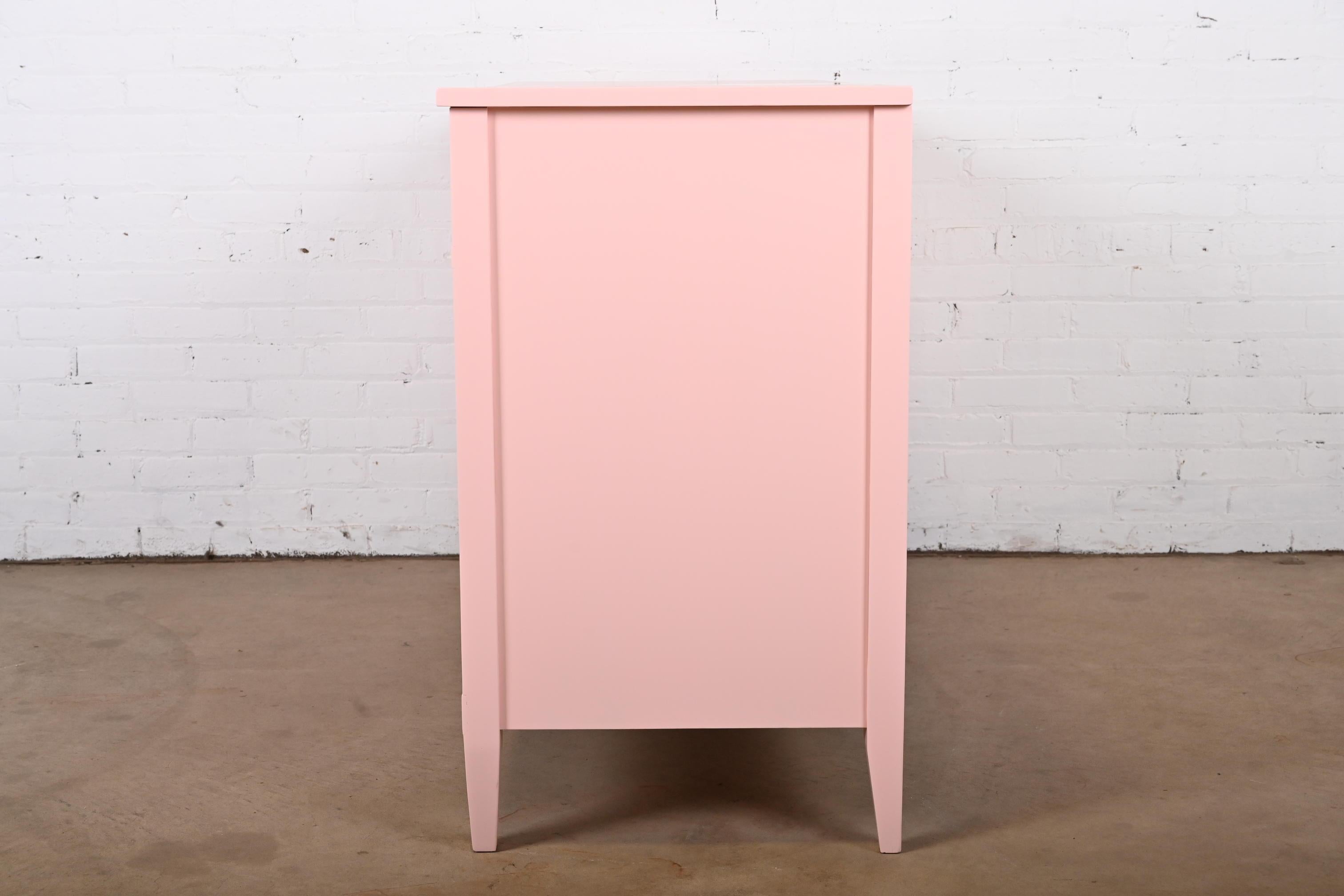French Regency Louis XVI Pink Lacquered Dresser by National Mt. Airy, Refinished 4