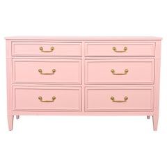 French Regency Louis XVI Pink Lacquered Dresser by National Mt. Airy, Refinished