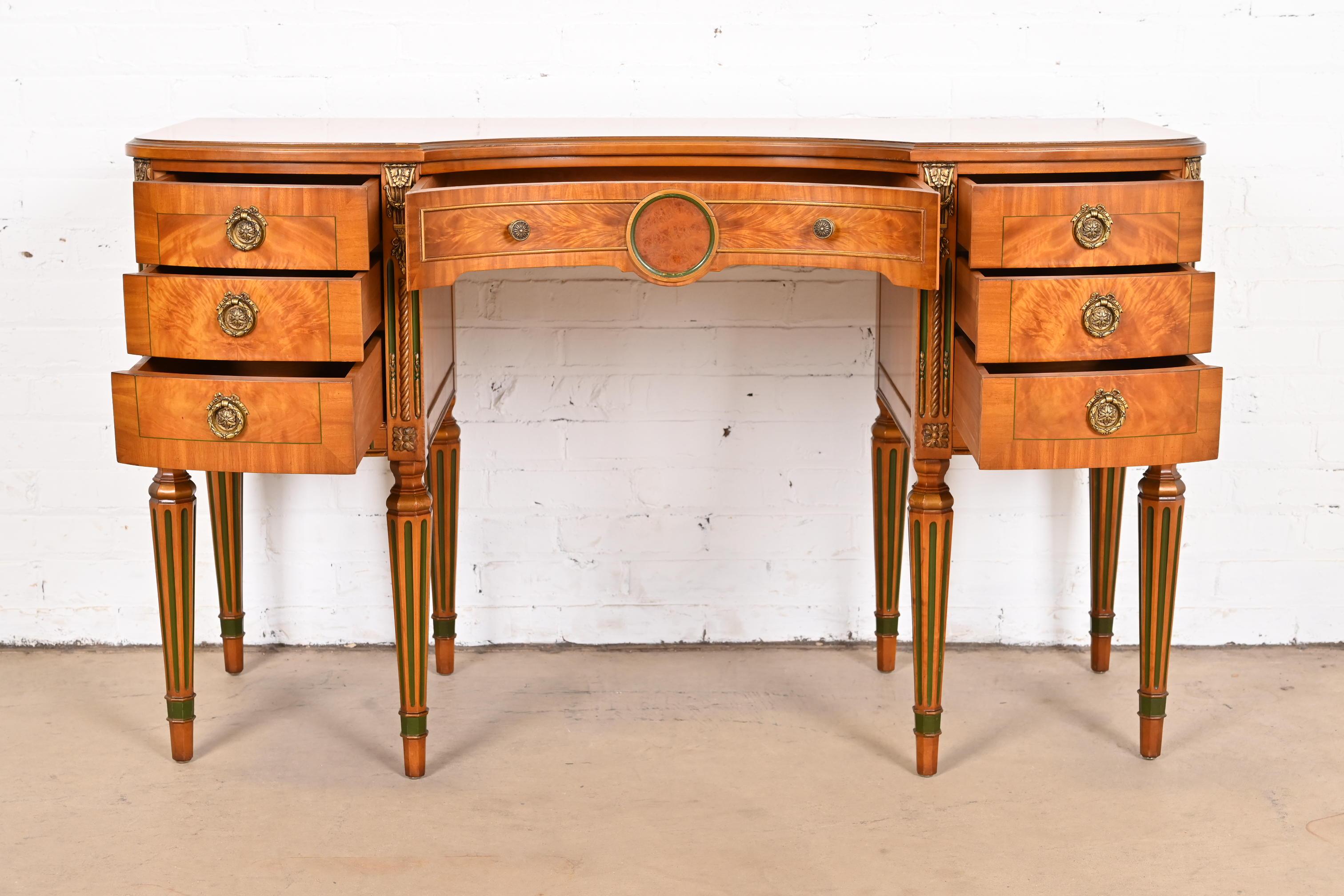 French Regency Louis XVI Satinwood Vanity With Bench Attributed to Romweber 5