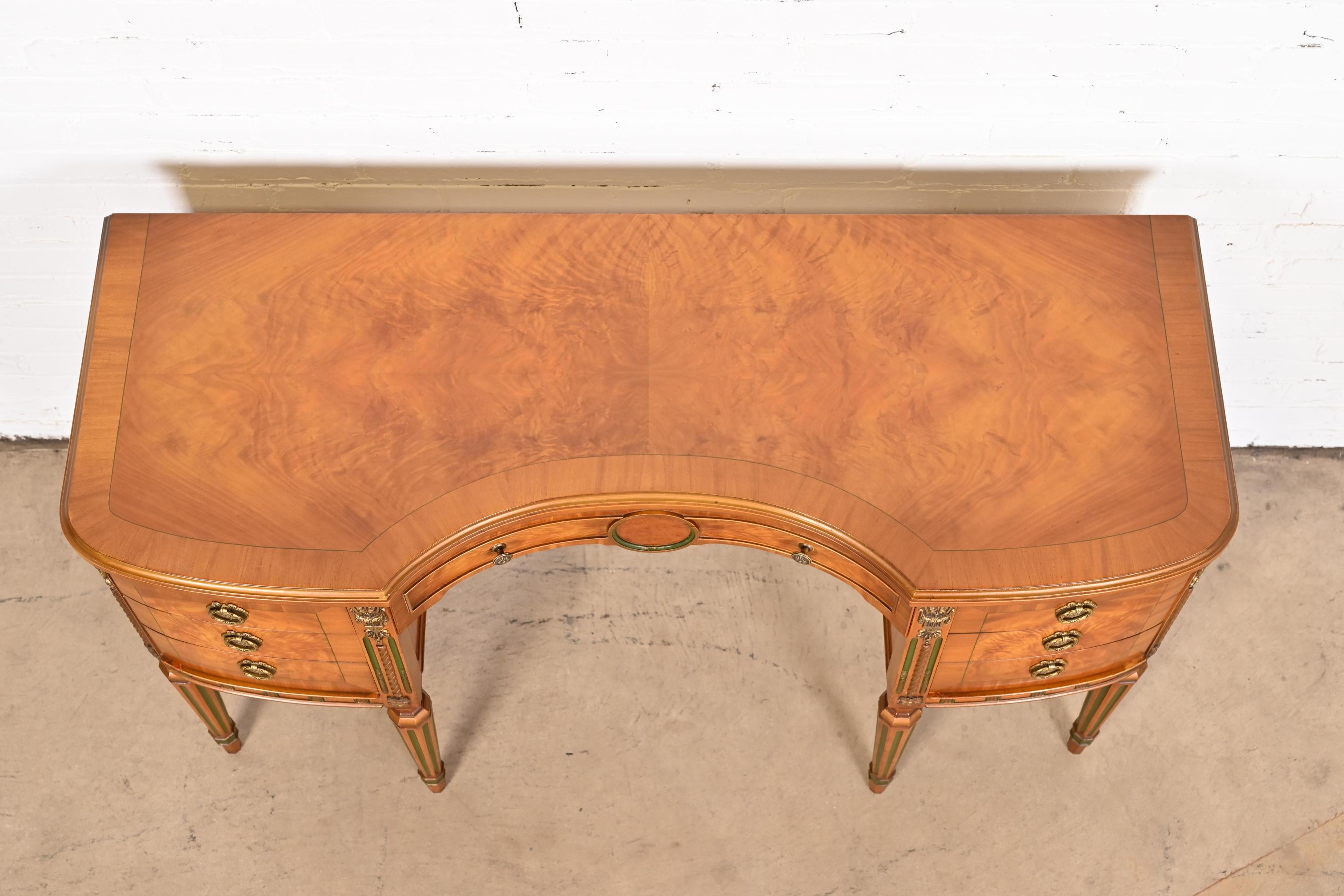 French Regency Louis XVI Satinwood Vanity With Bench Attributed to Romweber 10