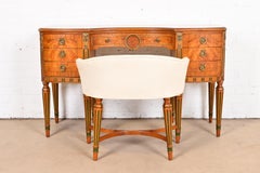 French Regency Louis XVI Satinwood Vanity With Bench Attributed to Romweber