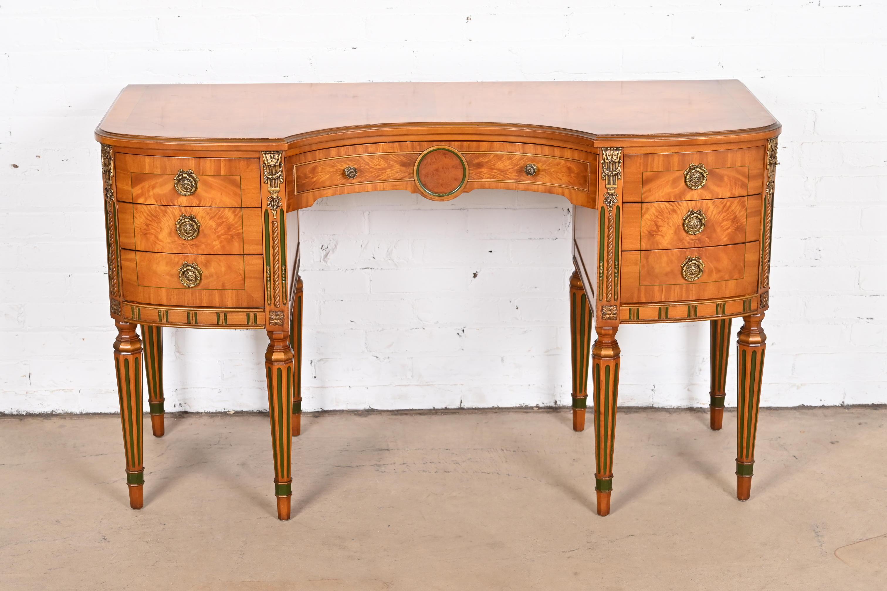 French Regency Louis XVI Satinwood Vanity With Bench Attributed to Romweber 2