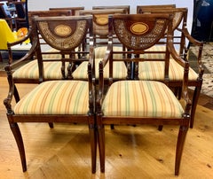 French Regency Mahogany Chairs Set of Eight Caneback Inlay Matching Armchairs
