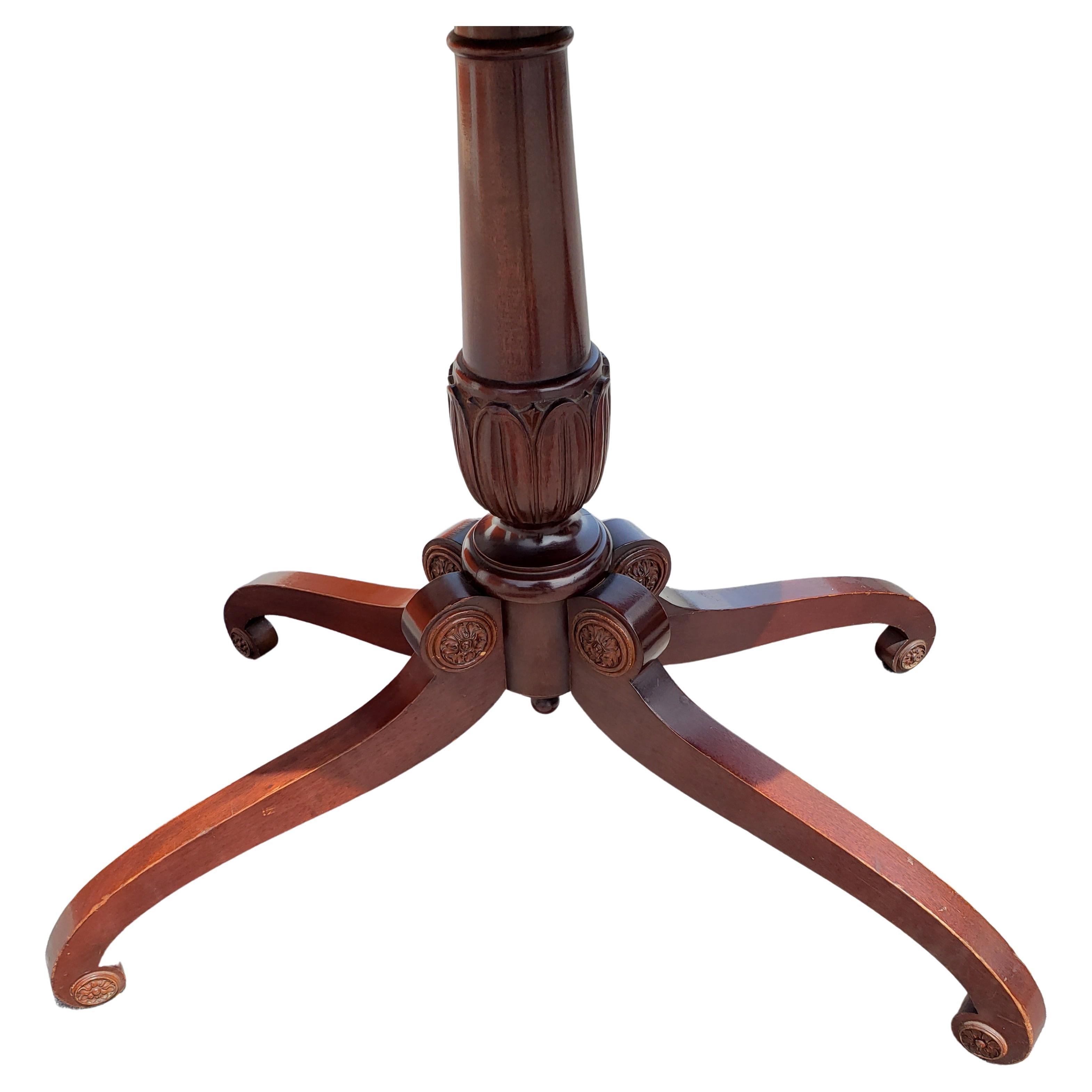 French Regency Mahogany Quad Feet Pedestal Leather Top Tray Table Tea Table 1