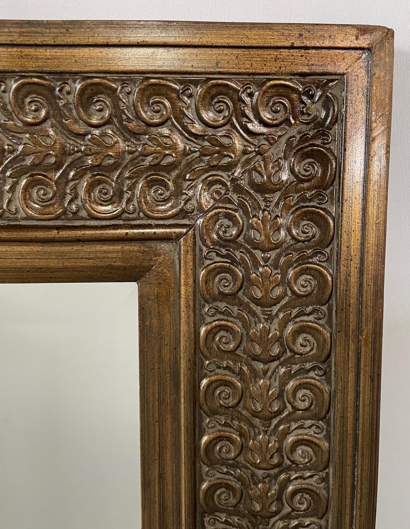 Hand-Carved French Regency Mahogany Wood Wall or Mantel Mirror For Sale