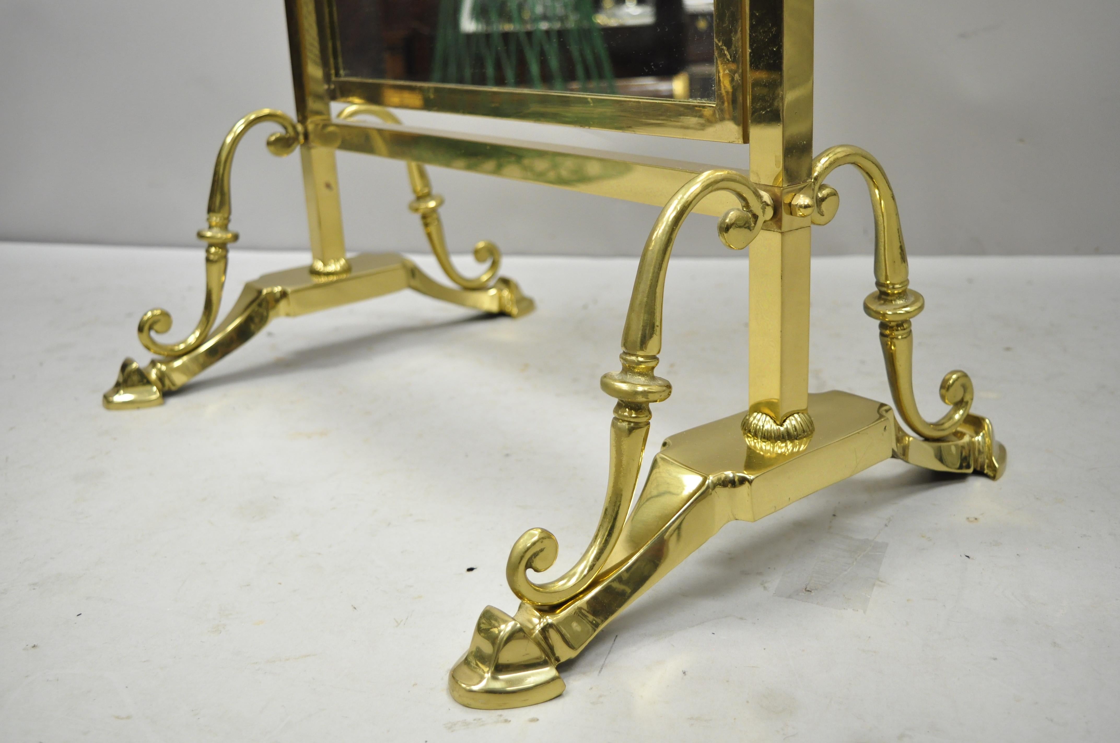 French Regency Neoclassical Brass Cheval Dressing Mirror with Pointed Finials 1
