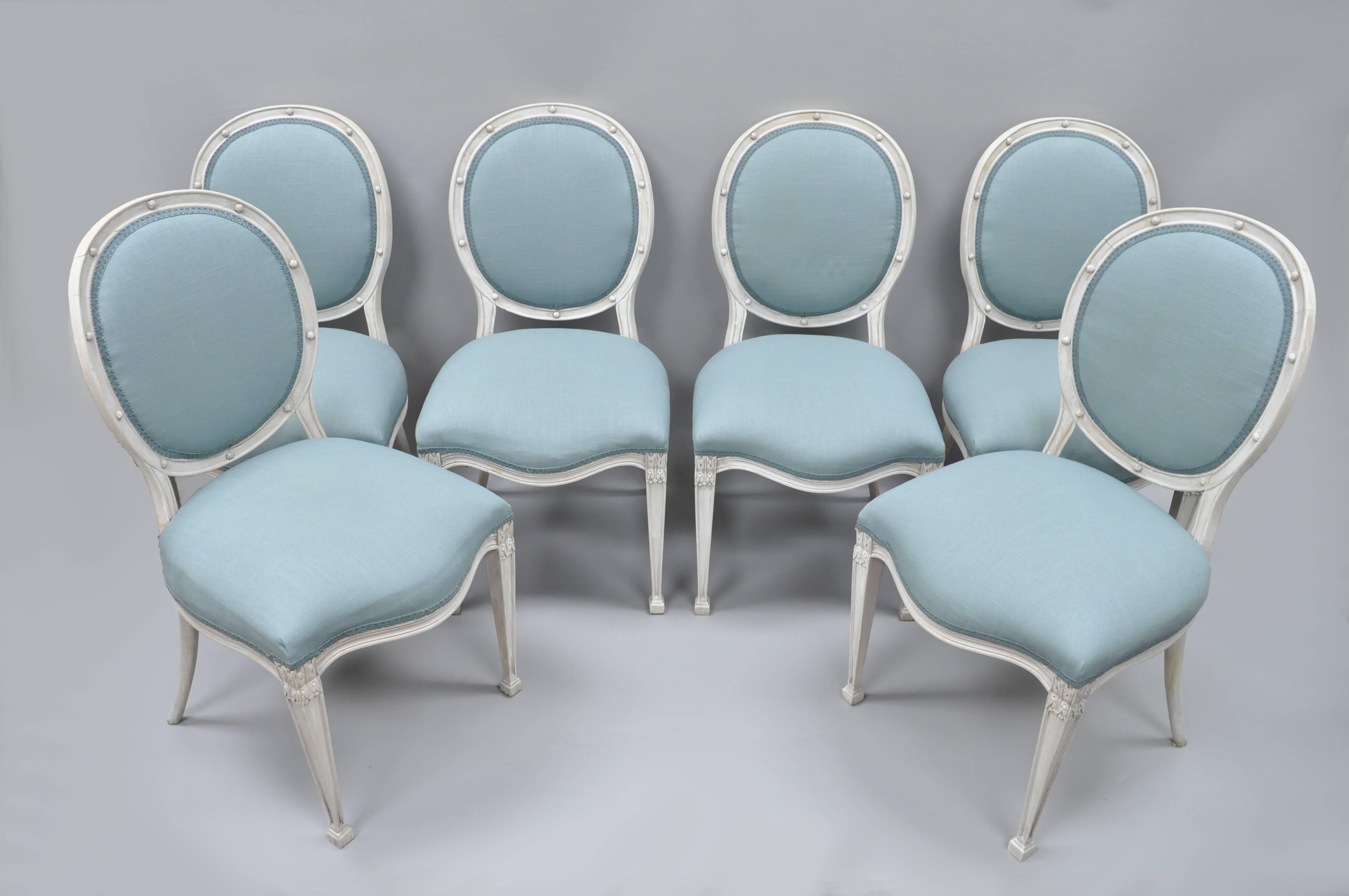 French Regency Neoclassical Style Dining Chairs, Set of Six 4