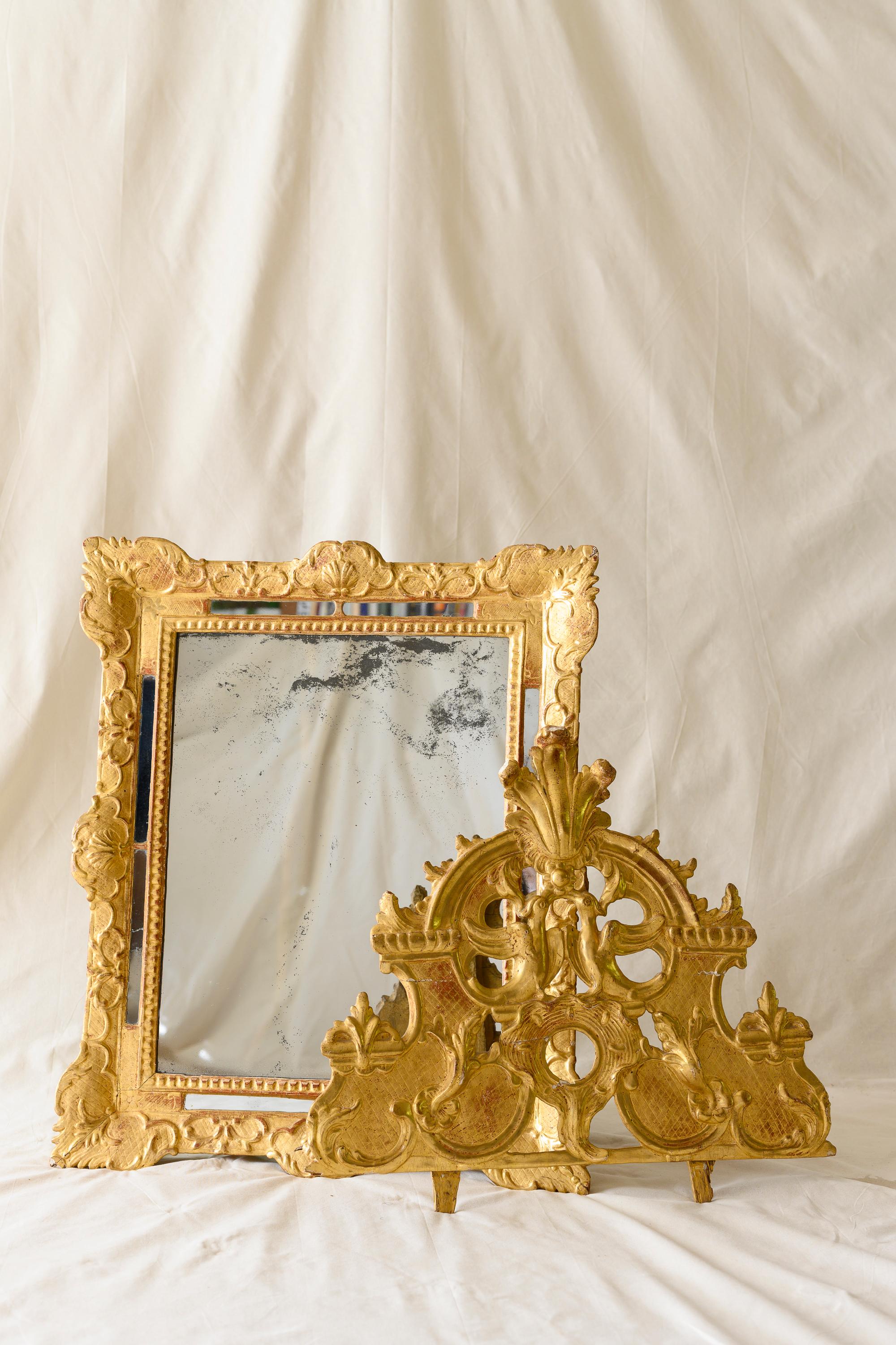 18th Century French Regency Period Glitwood Wedding Mirror For Sale