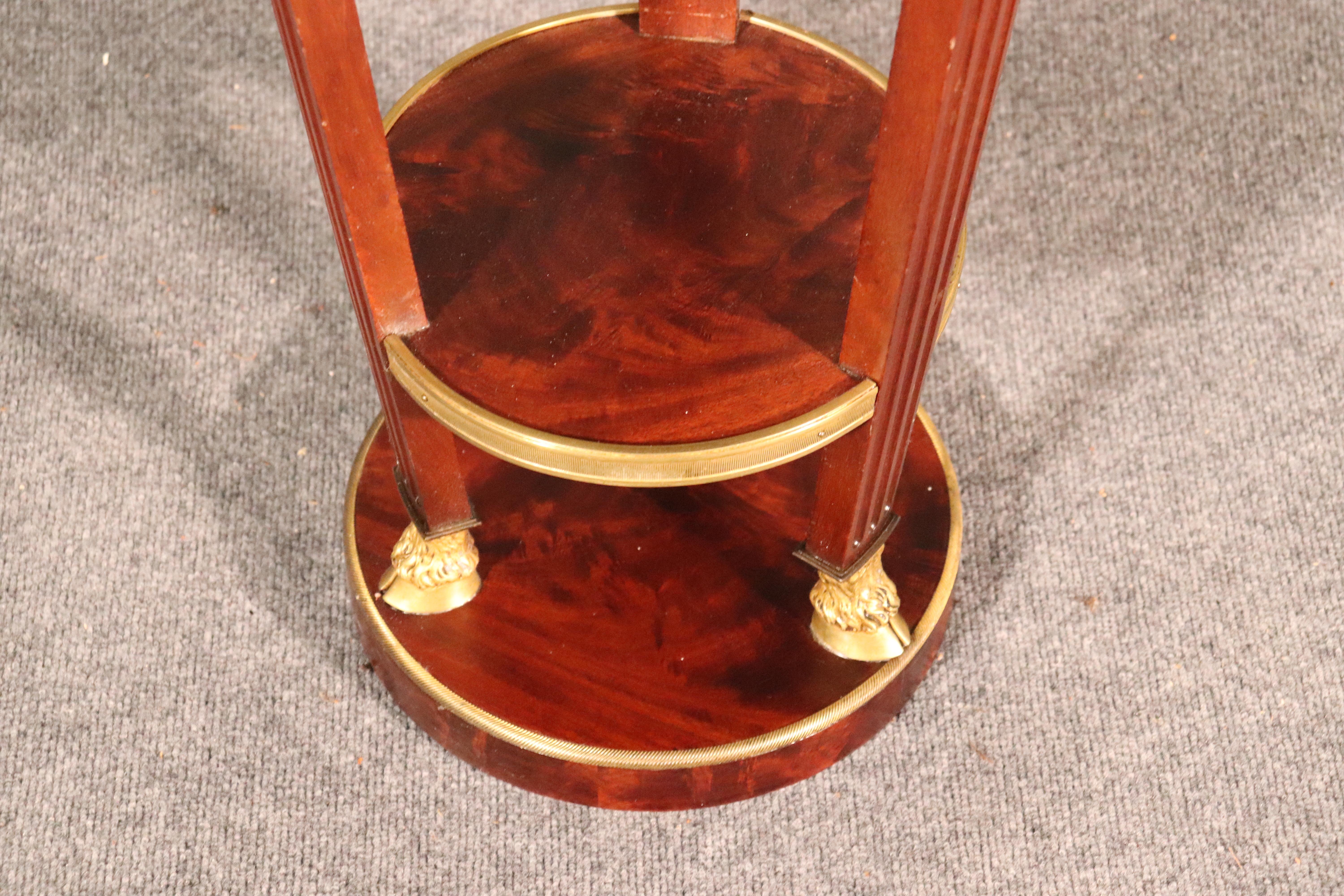 French Regency Rams Head Carved Walnut Marble and Brass End Table, circa 1890 1