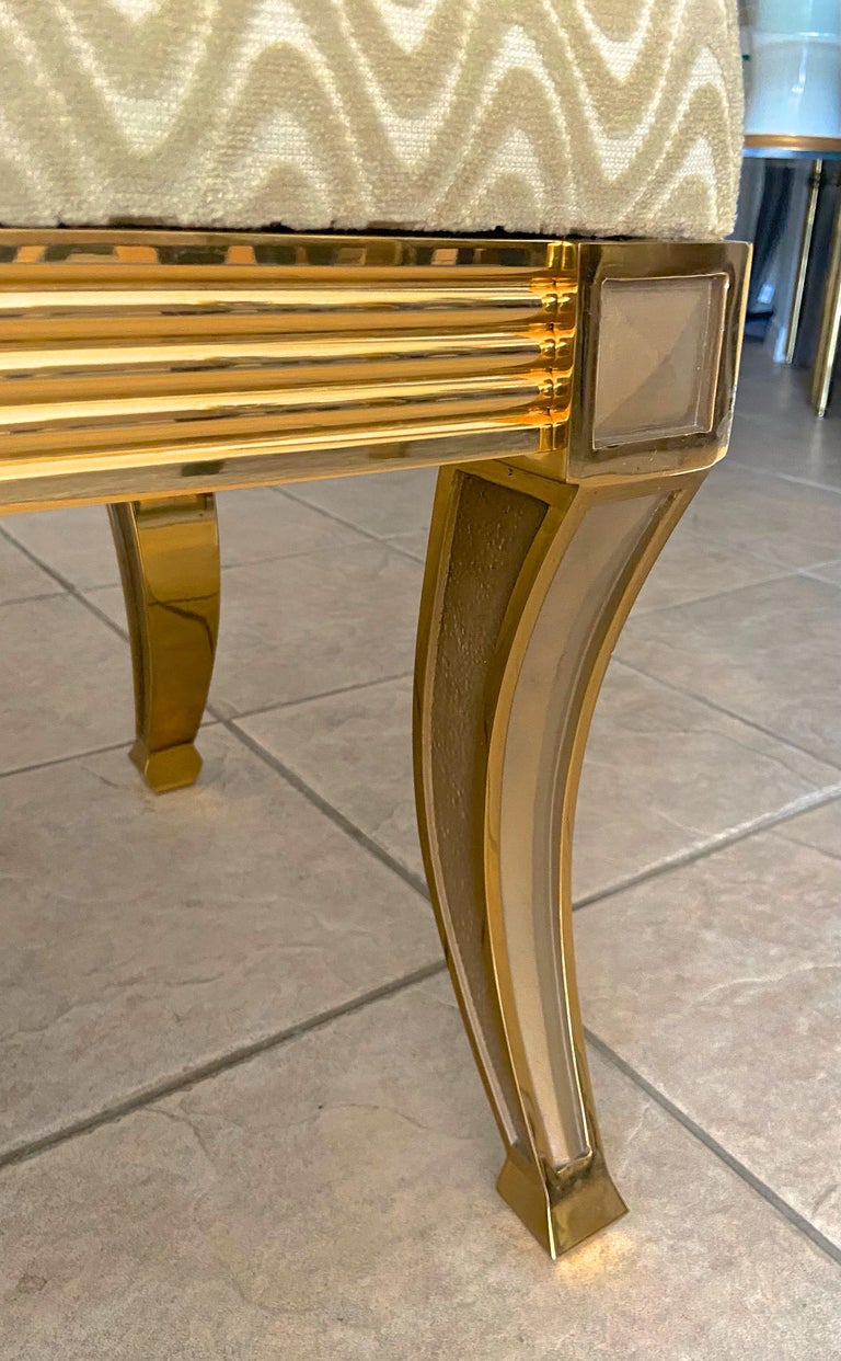 French Regency Saber Leg Solid Brass Bench For Sale at 1stDibs