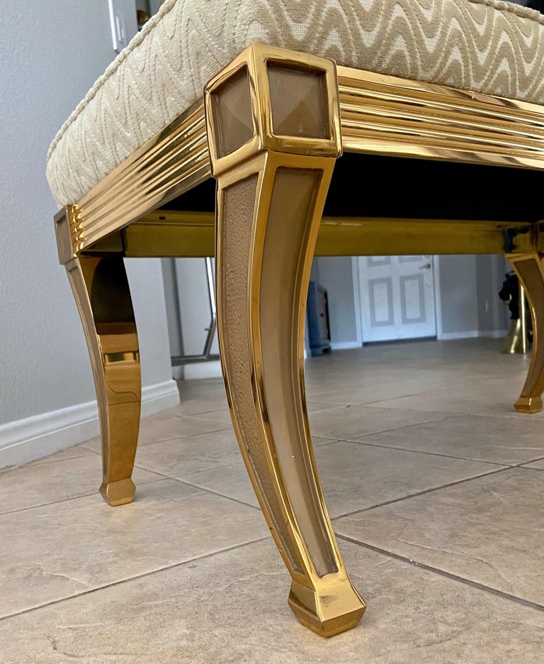 French Regency Saber Leg Solid Brass Bench For Sale at 1stDibs