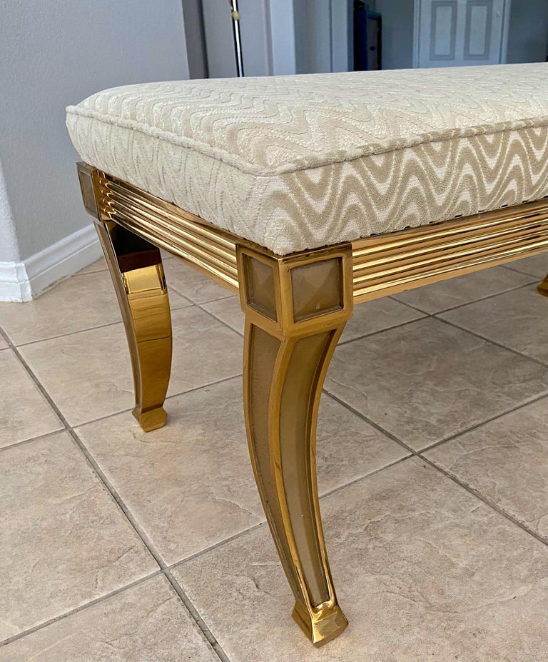 French Regency Saber Leg Solid Brass Bench For Sale at 1stDibs