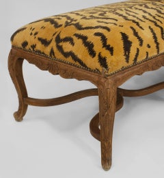 French Regence Style Faux Tiger Bench