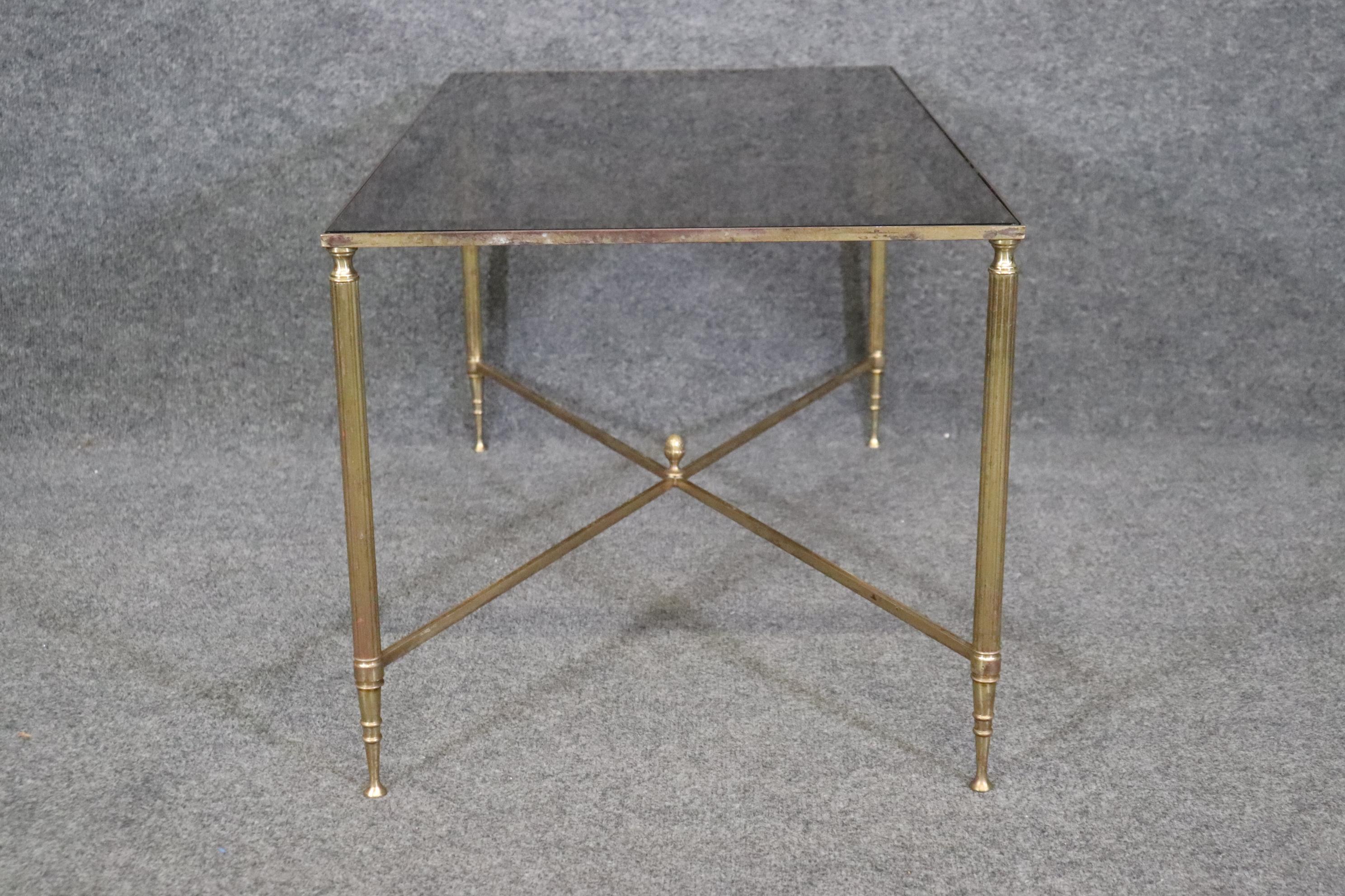 Hollywood Regency French Regency Style Brass Glass Top Coffee Table attributed to Maison Jansen