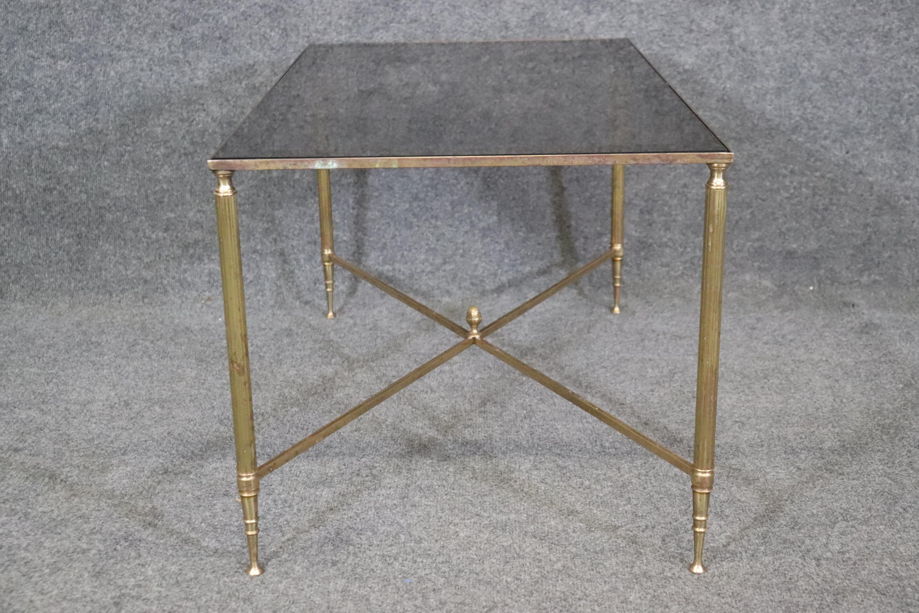 French Regency Style Brass Glass Top Coffee Table attributed to Maison Jansen In Good Condition In Swedesboro, NJ