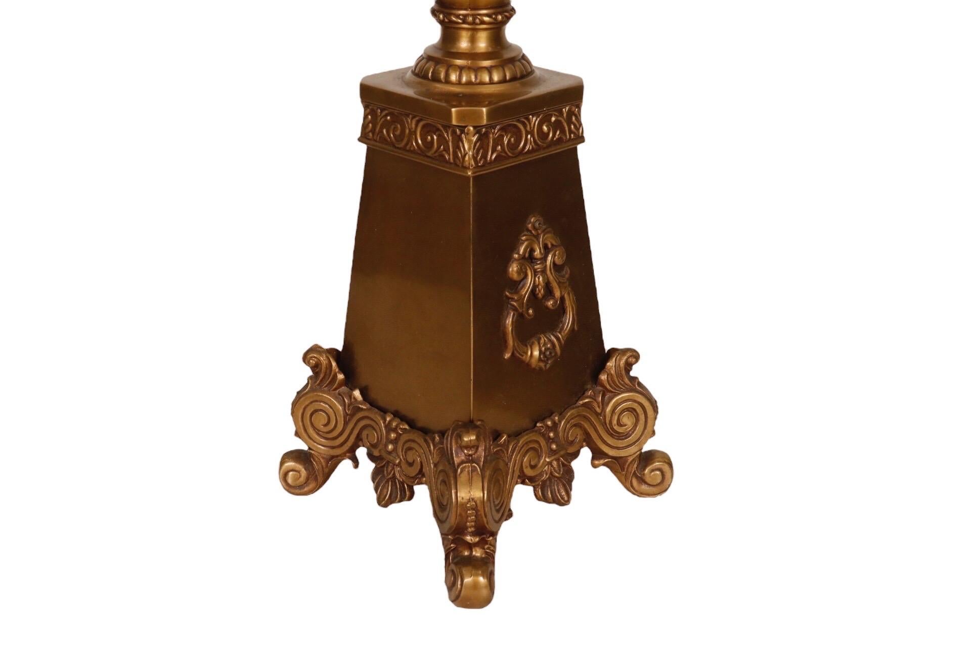 French Regency Style Brass Table Lamps, a Pair 2