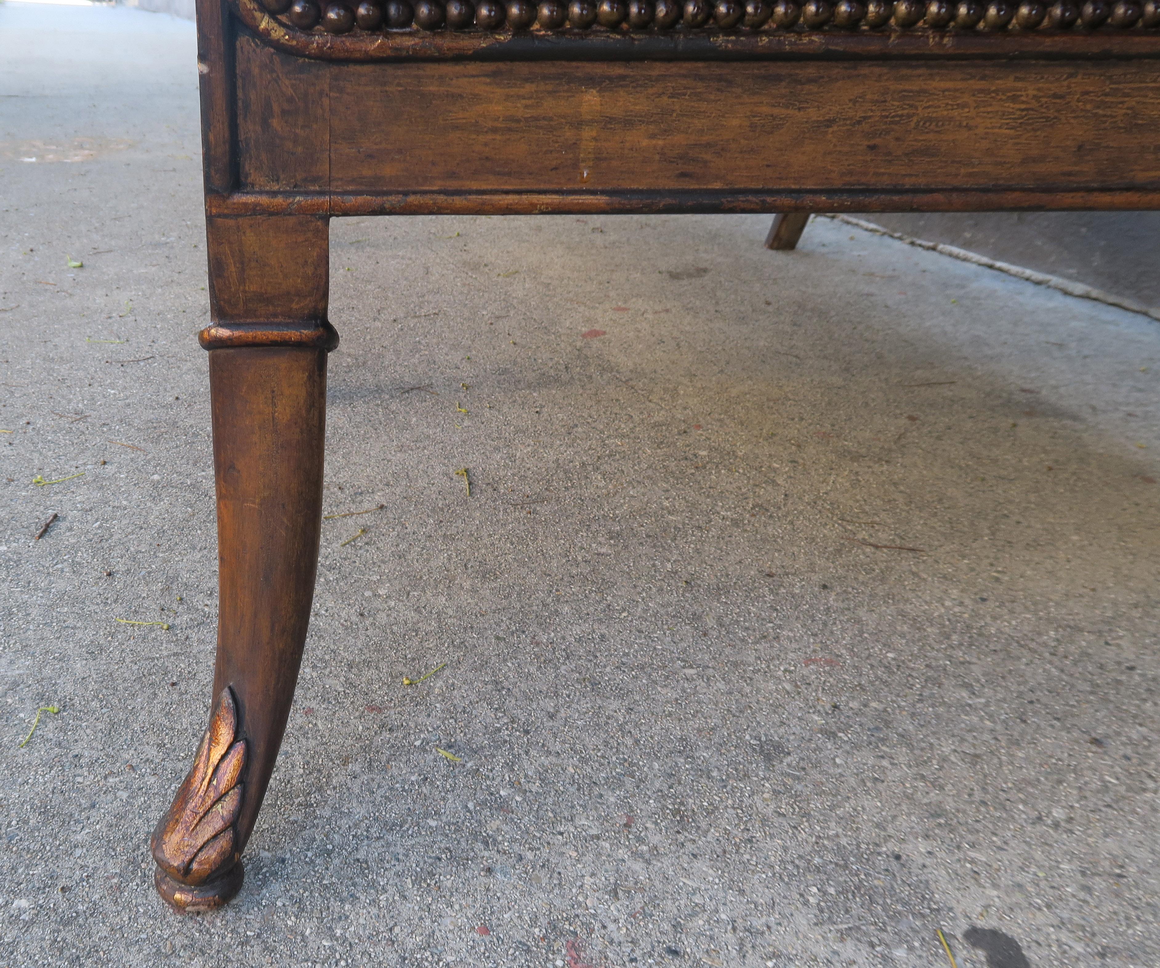 French Regency Style Carved Leather Tufted Sofa, circa 1920s 1