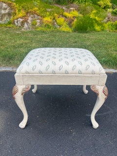 French Regency Style Carved Upholstered Footstool or Bench