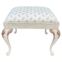 French Regency Style Carved Upholstered Footstool or Bench