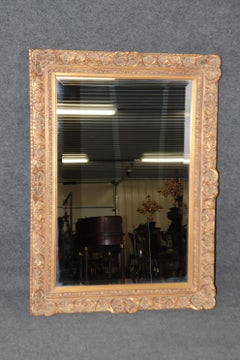 French Regency Style Carved Wood Gold Gilt Beveled Glass Mirror