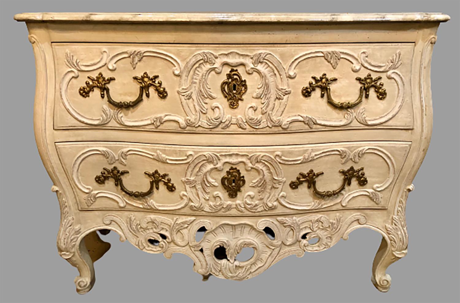 Rococo French Regency Style Commode / Dresser / Chest Faux Marble Top by Maison Jansen