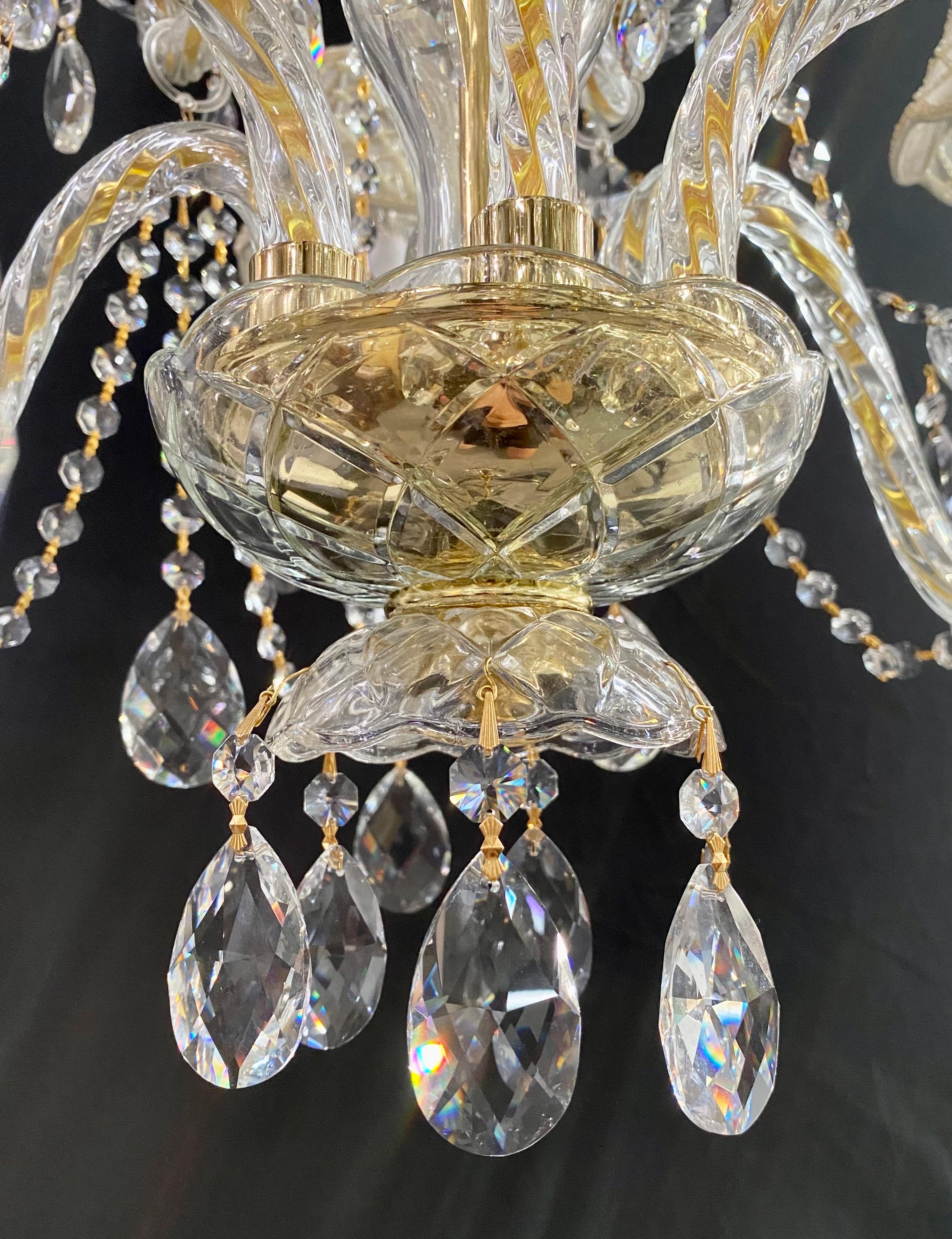 French Regency Style Crystal with Gold Frame Chandelier, Custom Shades, 12 arms  For Sale 6