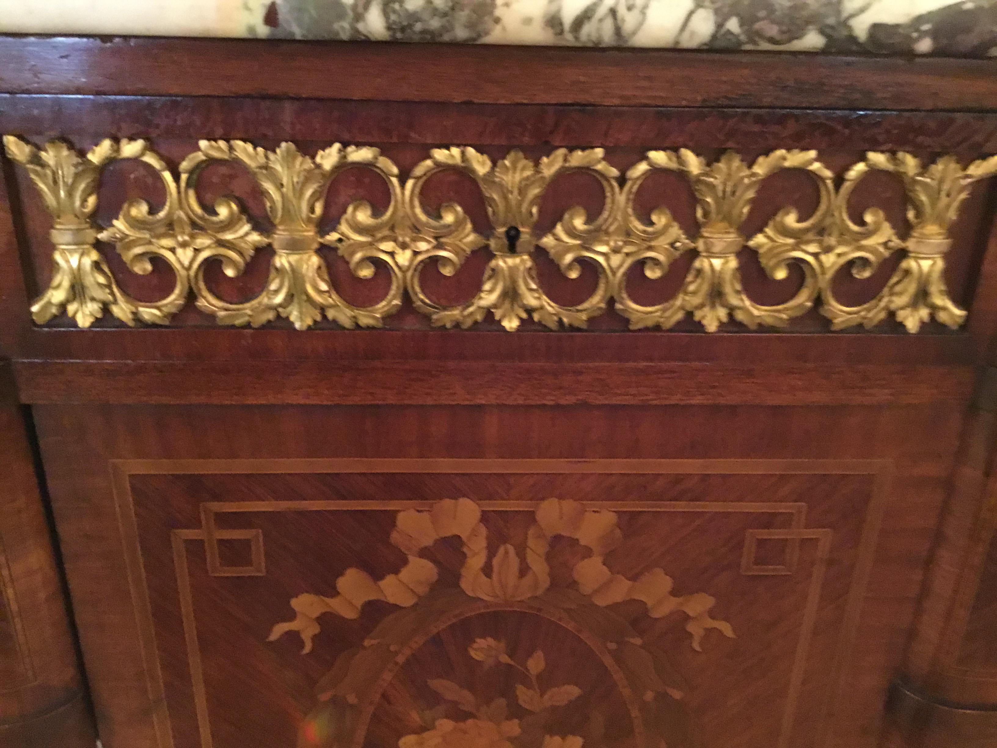 French Regency Style Gilt Bronze Mounted Sideboard/Commode Mahogany 19th Century 1