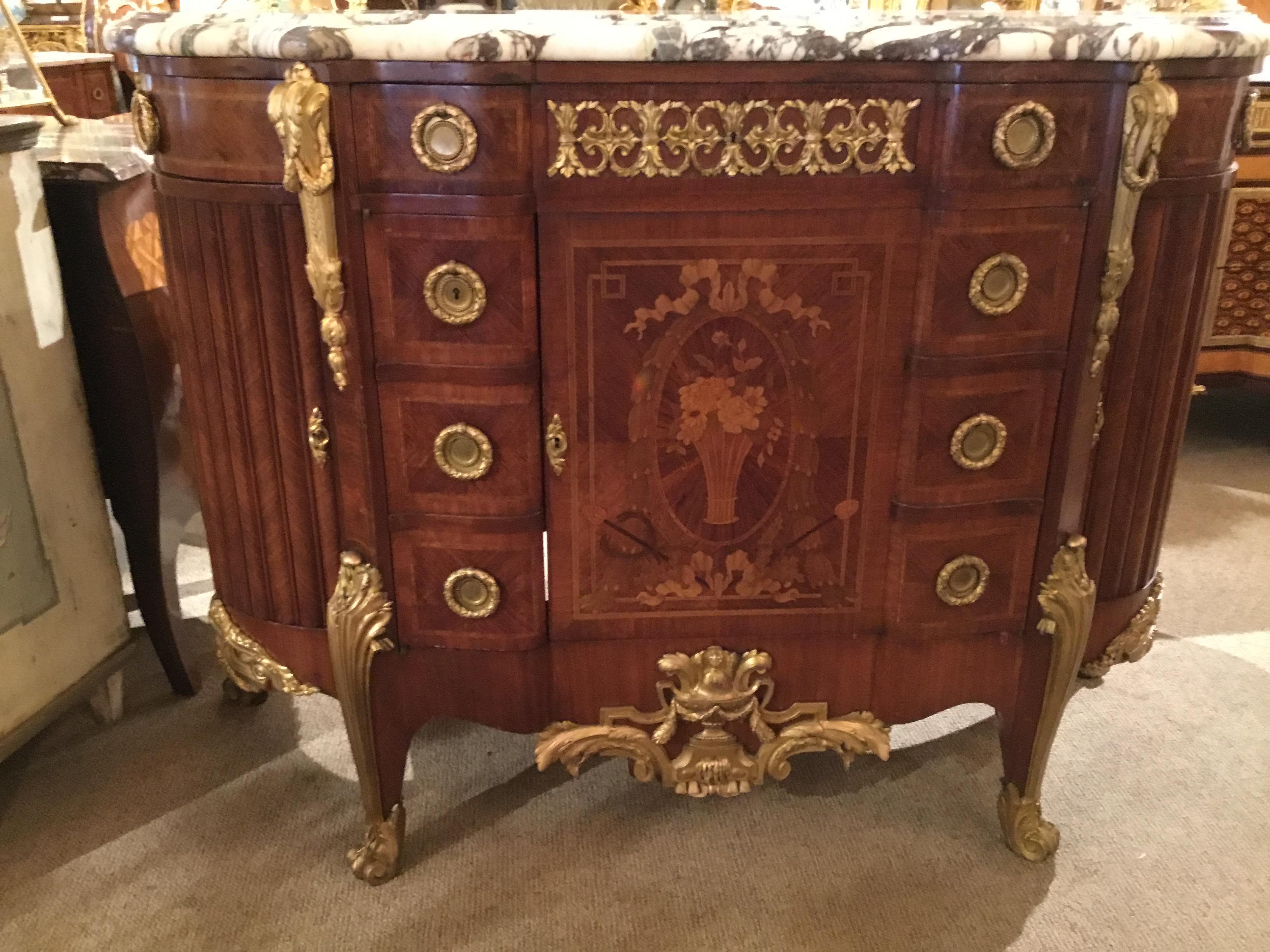 French Regency Style Gilt Bronze Mounted Sideboard/Commode Mahogany 19th Century 3