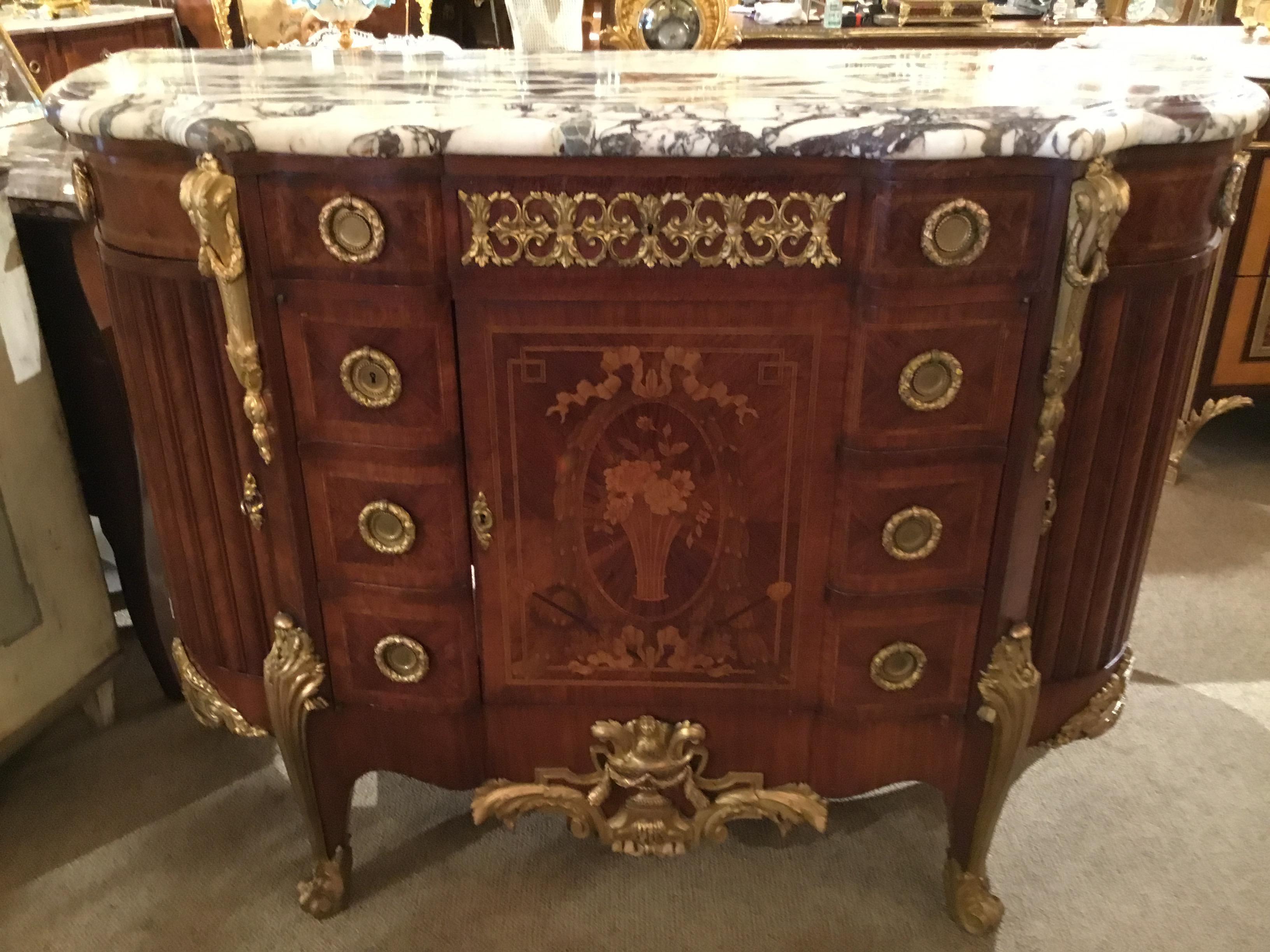 French Regency Style Gilt Bronze Mounted Sideboard/Commode Mahogany 19th Century 4