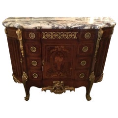 Antique French Regency Style Gilt Bronze Mounted Sideboard/Commode Mahogany 19th Century