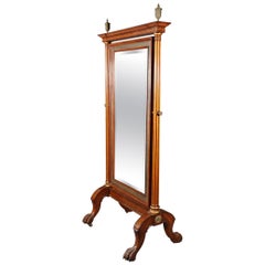 French Regency Style Inlaid Cheval Mirror