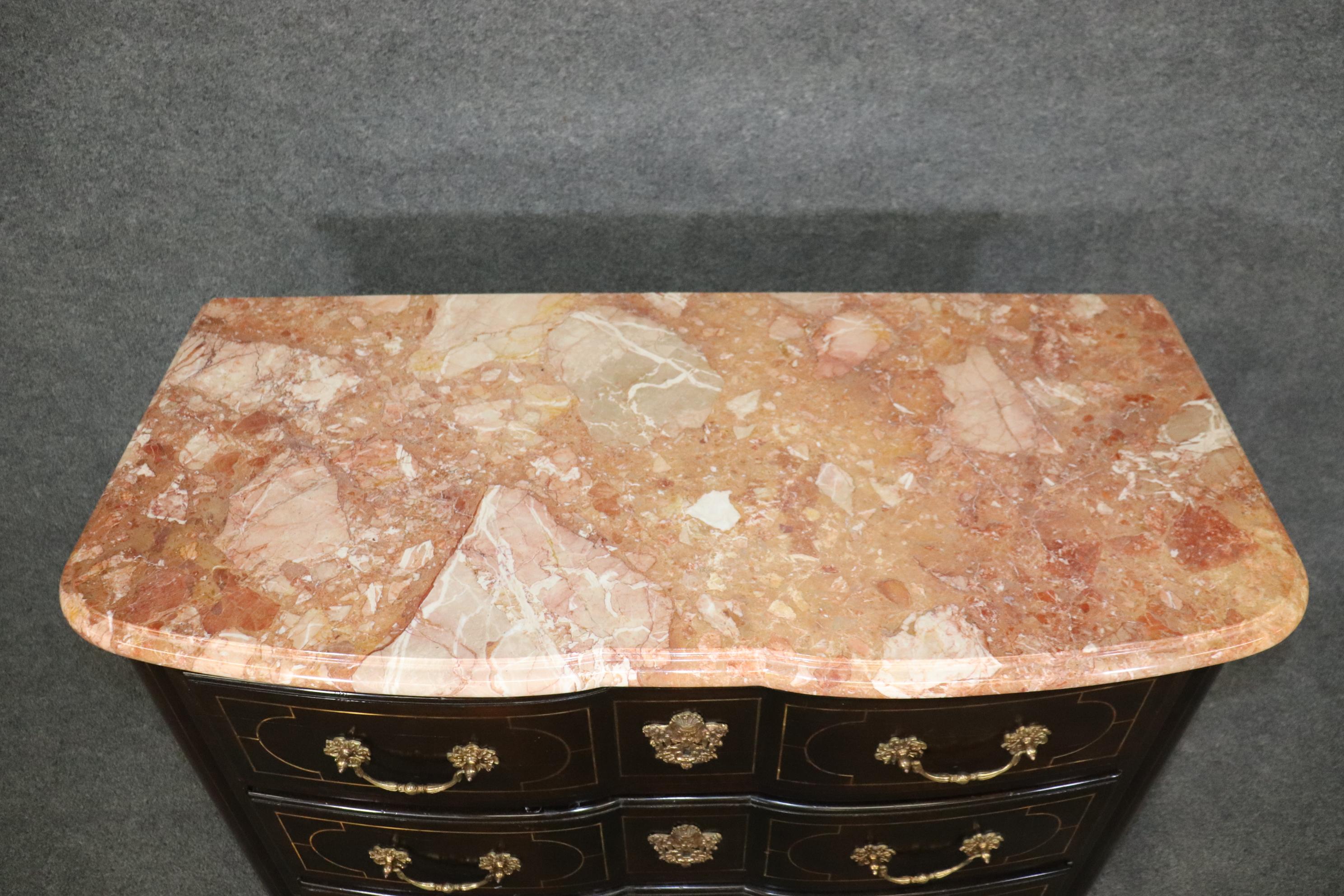 French Regency Style Marble Top Commode With Brass Hardware For Sale 1